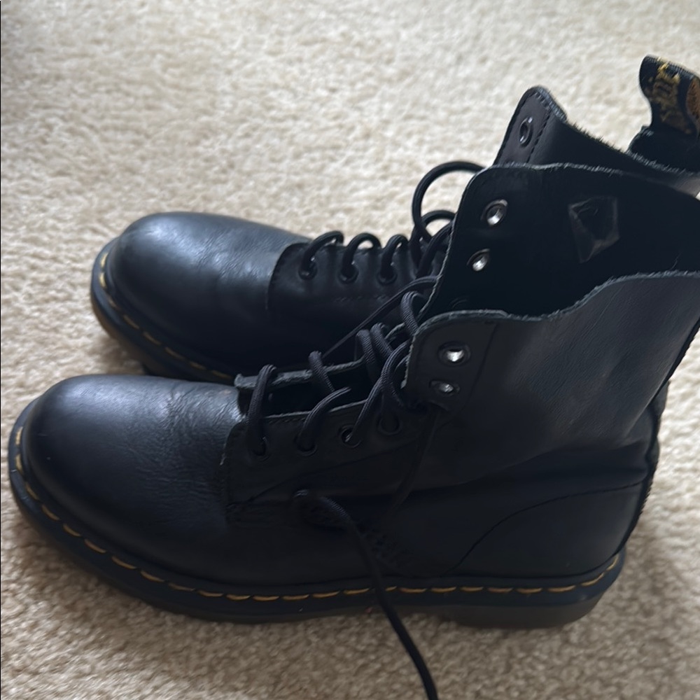 Black Leather Lace-Up Boots